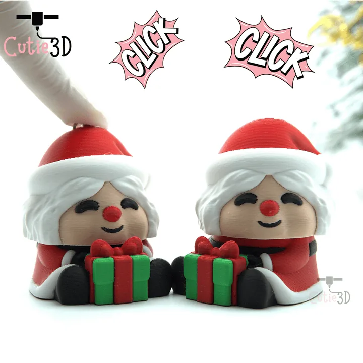 🎄 Cutie3D Christmas Mrs. Santa Keycap Fidget Clicker Keychain - Cute Backpack Keychain