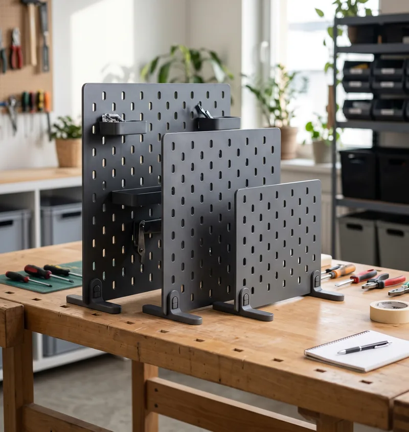 Parametric Standing Pegboard with Desk Stands