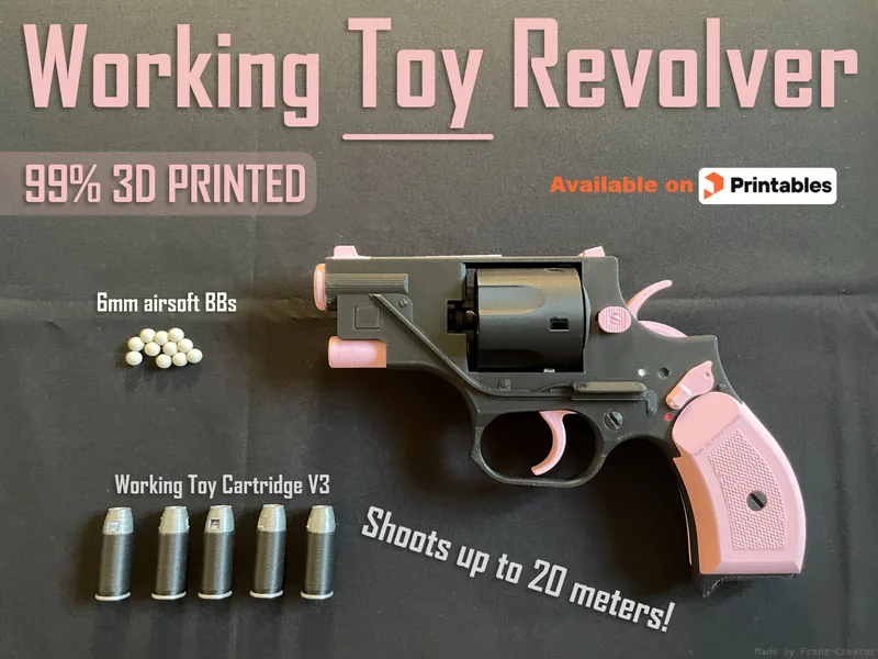 Working Toy Revolver • 99% 3D Printed