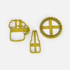 Beer Chop bottle cap cookie cutter set x3 - Beer Cutter, bottle and bottle cap set x3Free