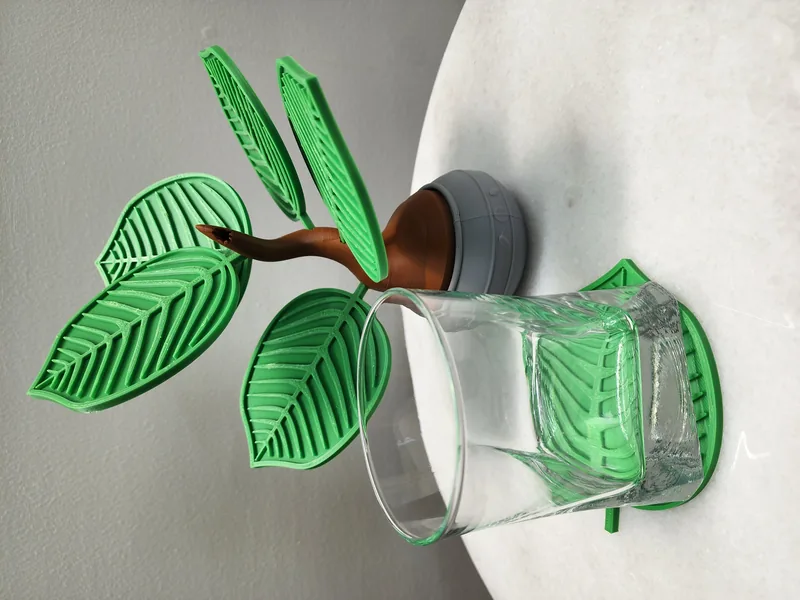 Leaf Drink Coasters with Decorative Plant Holder