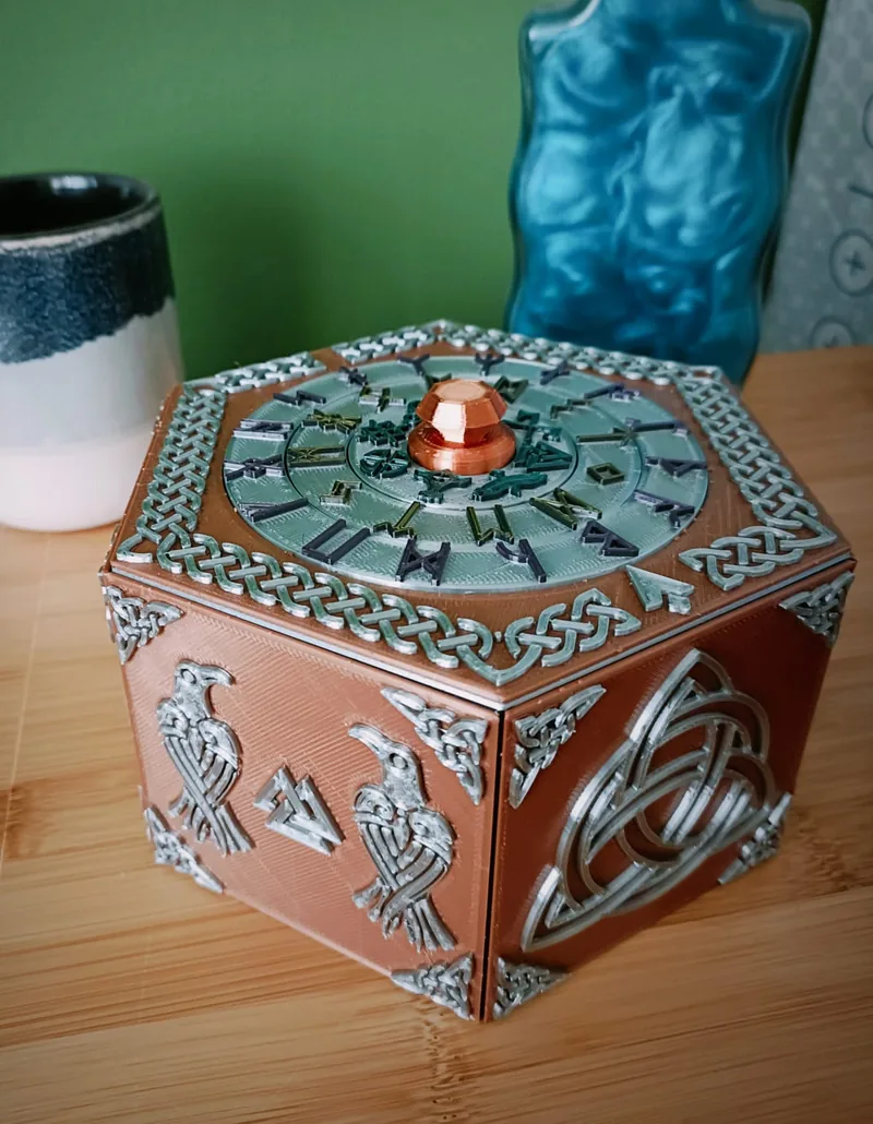 Concentric Combination Puzzle Box - Viking Style